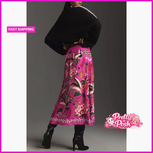 Polyester Blend Midi Skirt with Zipper High Waist A-Line - Picture 2 of 7